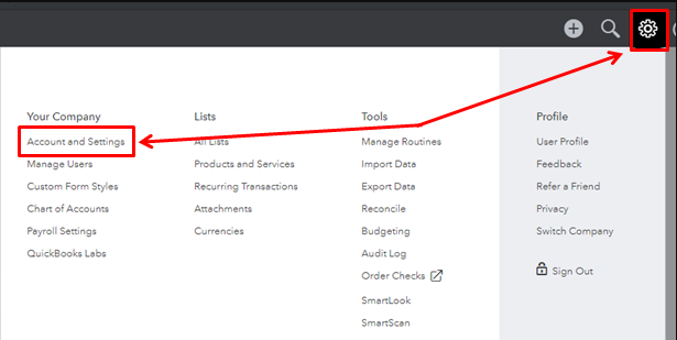 Use Cost Centers in QuickBooks Account and Settings 
