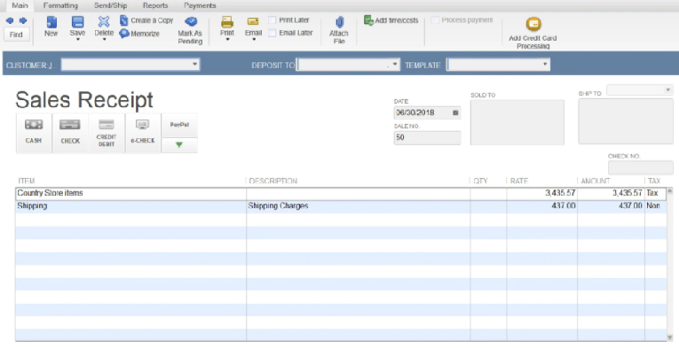 Revert the Sales Receipt in QuickBooks