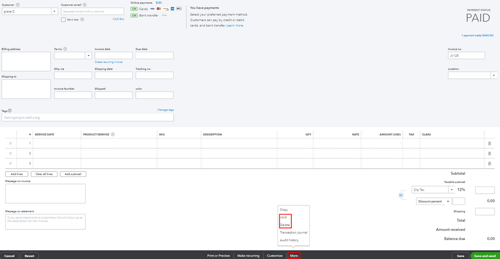 Delete Invoices in QuickBooks