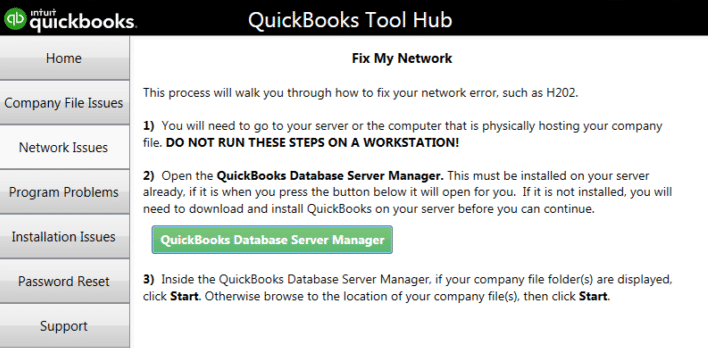 Run Database Server Manager from QuickBooks Tool Hub