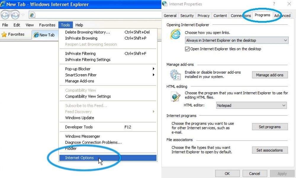 Correct Email Settings in Internet Explorer