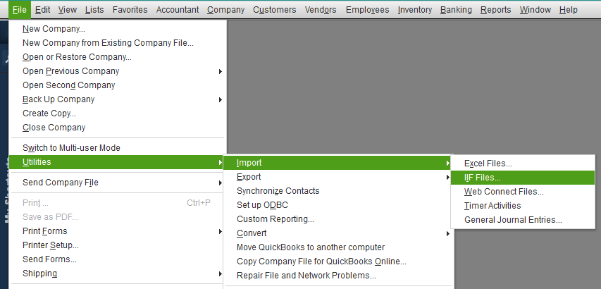 Import IIF Files for Chart of Accounts