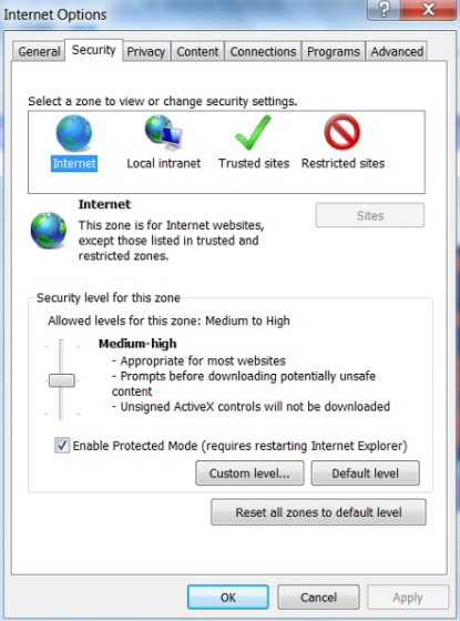 Configure Internet Explorer to resolve error 15107