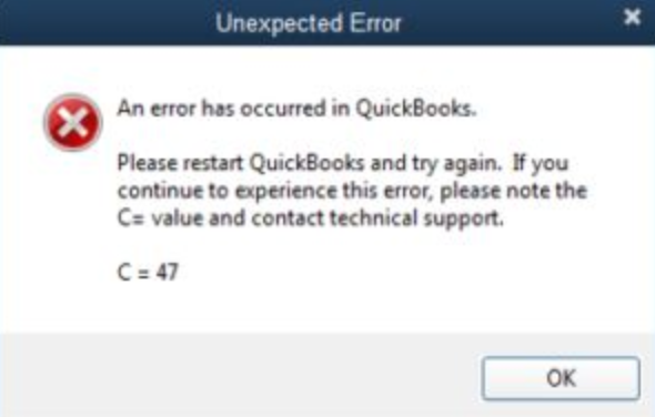 quickbooks c 47 error message