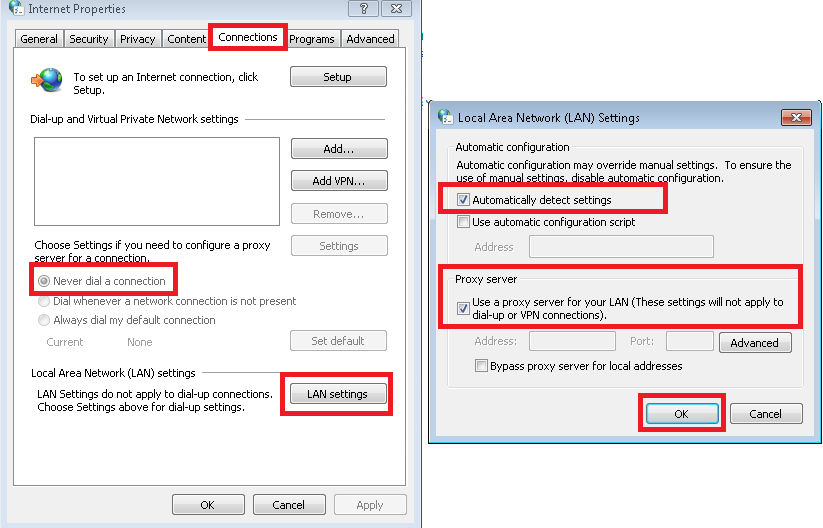 Fix the Local Area Network (LAN) Settings