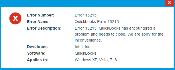 QuickBooks maintenance release error 15215