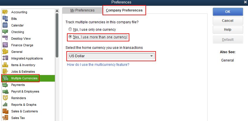 Enable Multi-Currency Feature in QuickBooks Desktop