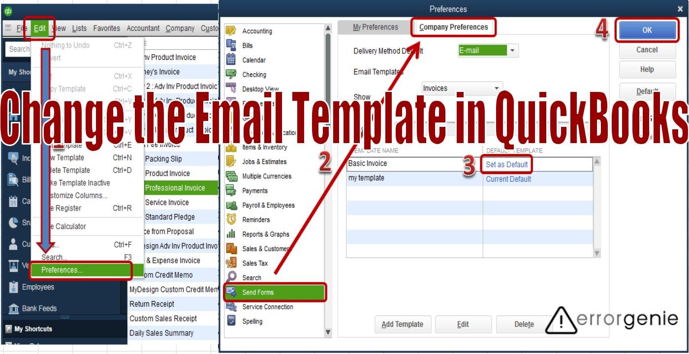 Errorgenie-Change the Email Template in QuickBooks