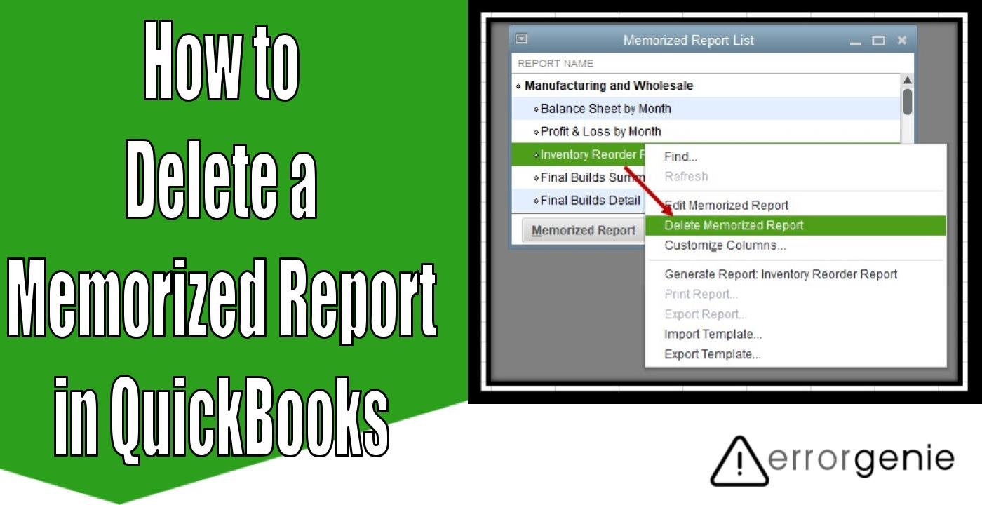 quickbooks delete memorized reports