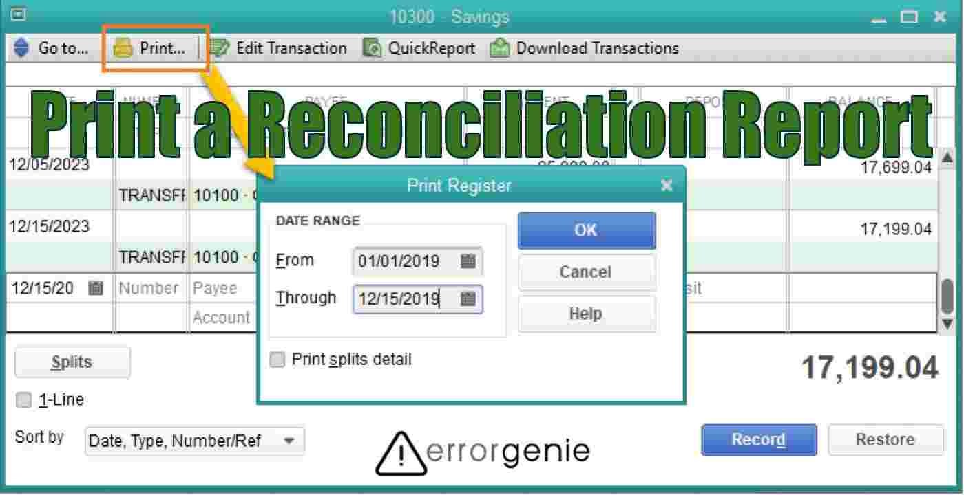 Errorgenie-how to print a reconciliation report in quickbooks