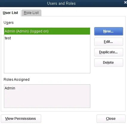 Quickbooks unexpected error 5- Set up Users and Roles